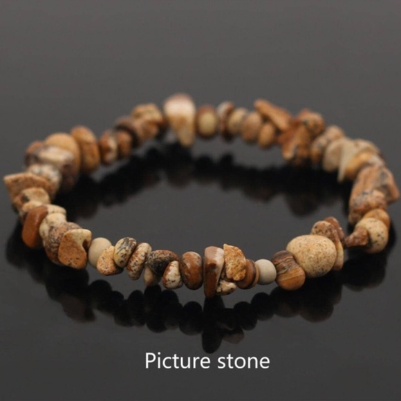Natural Stone Stretch Bracelet - Picture Stone - Picture 1 of 2